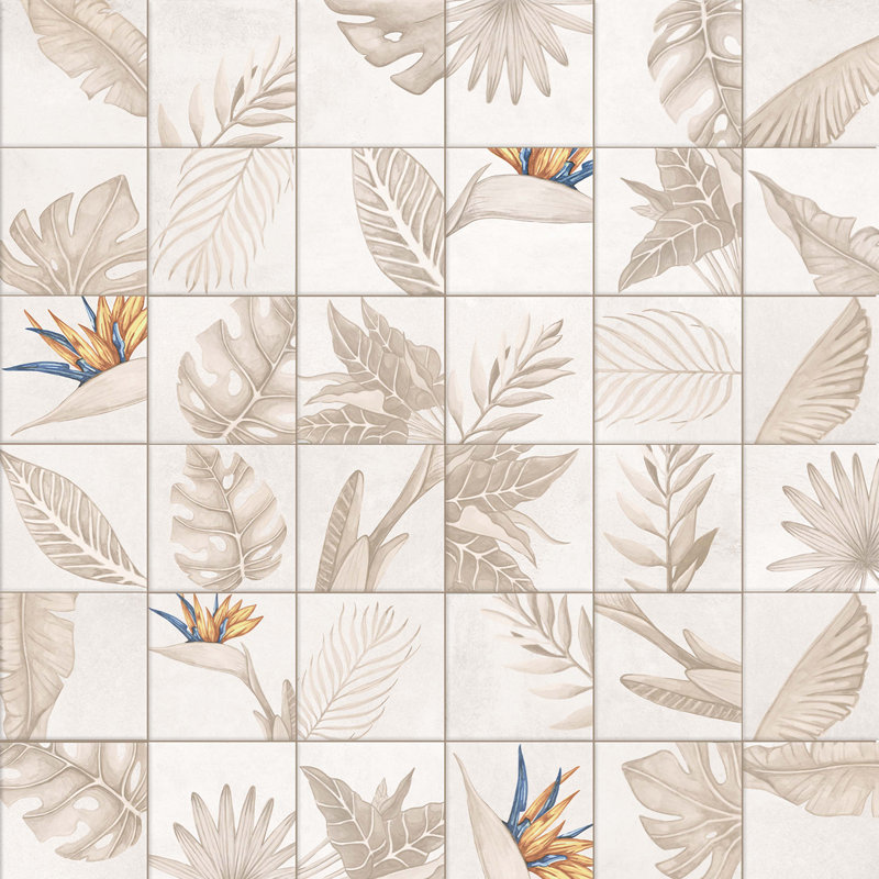 Nusa Botanic 9 3/4" x 9-3/4" Porcelain Wall & Floor Tile, Taupe