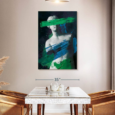 Leisha Venus De Milo, bleu, vert, peinture, portrait