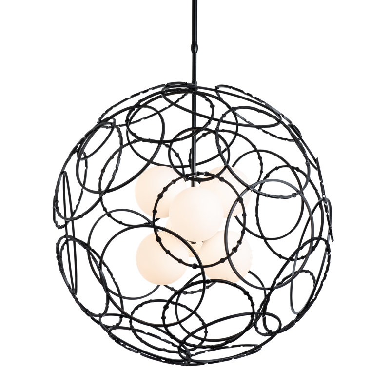 Olympus 6 - Light Unique/Statement Globe Chandelier, 54.6" H x 31" W x 31" D, Black