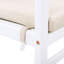 Repas d'extérieur pour 2 chaises, dossier en bois avec corde, coussin hydrofuge, structure blanche, limite de poids de 400 lb, coussin amovible pour le lavage en machine, confort ergonomique, repas en terrasse de style simple,