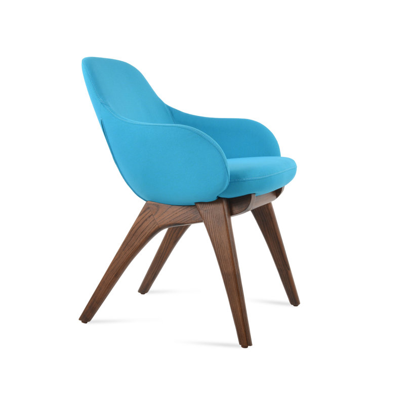 Gazel Arm X Wood Chair, Fabric Turquoise