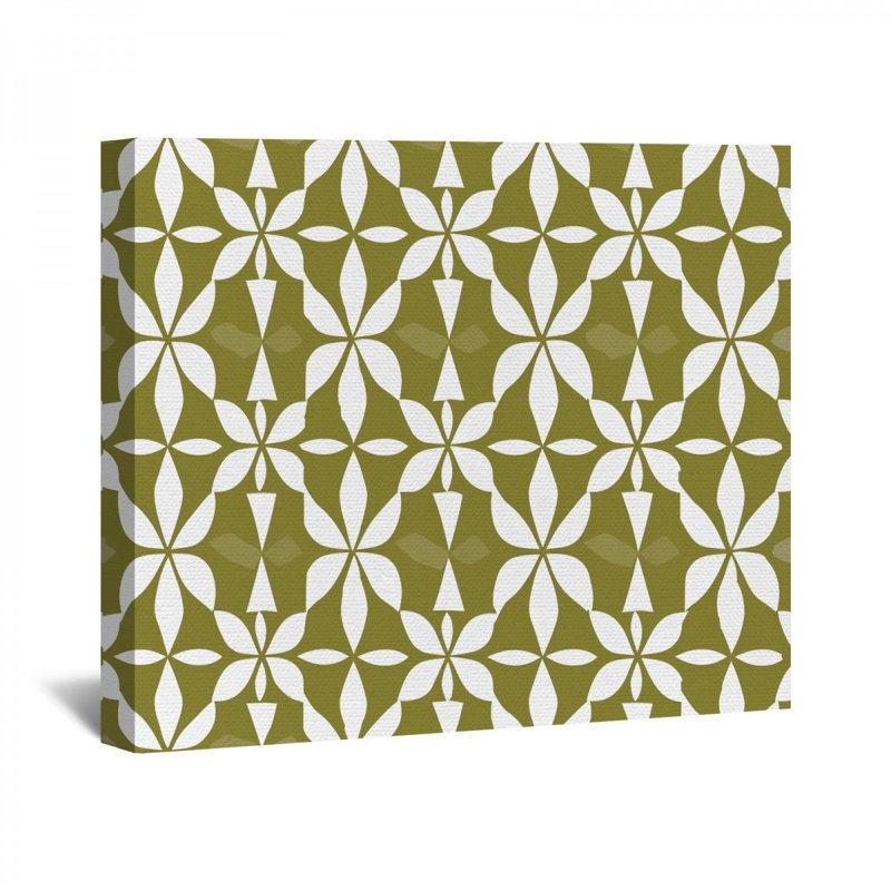 Motif olive encadré sur toile, H 20 po x l 24 po x P 2 po