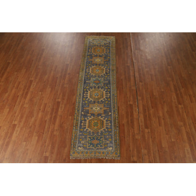 Grey Wool Traditional Oriental Runner Rug 3x10