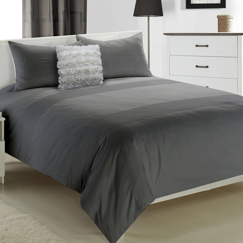 Anthony 3 Piece Duvet Cover Set, Full, Gray