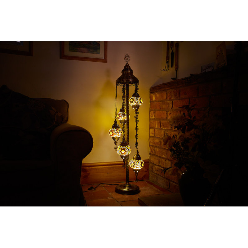 Karlie 124cm Antique Bronze Lighting Floor Lamp, Brown/Amber