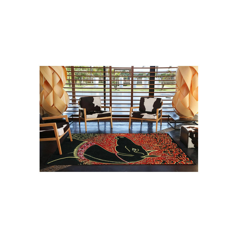 Machine Washable Horse Animal Patterned Decorative Rug, Rectangle 4'7" x 6'7"