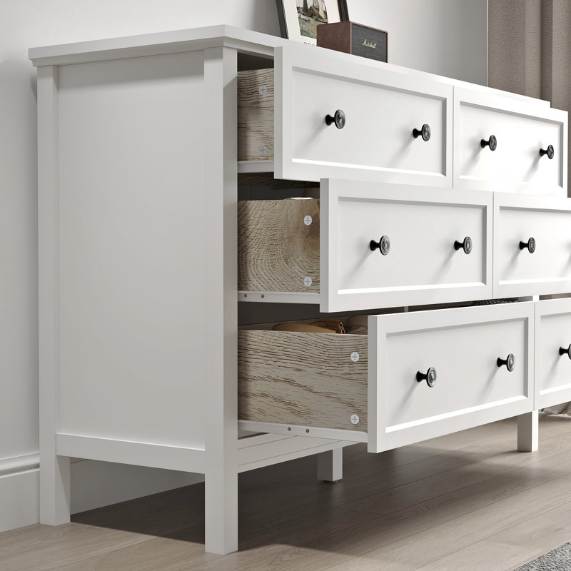 white black dresser Dream On Me Universal Double Dresser in Black and White, Kids Bedroom Dresser, 6 Drawers