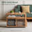 27.9"W Solid Oak Modern Moible End Table with Fluted Glass Doors, Wheels-1885166555