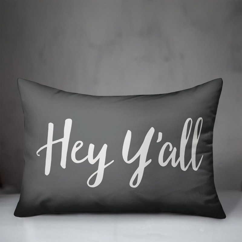 Textual Outdoor Throw Pillow, Dark Gray/White