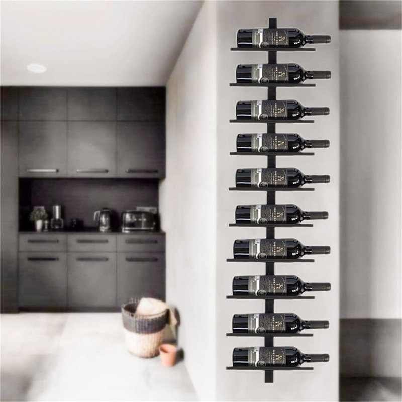 PeoPles 10 Bottle Wall Mounted Wine Bottle Rack in Black