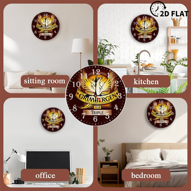 Horloge murale en bois 10 po, mouvement silencieux, à piles (piles AA non incluses), décor artistique, parfait pour les décorations
