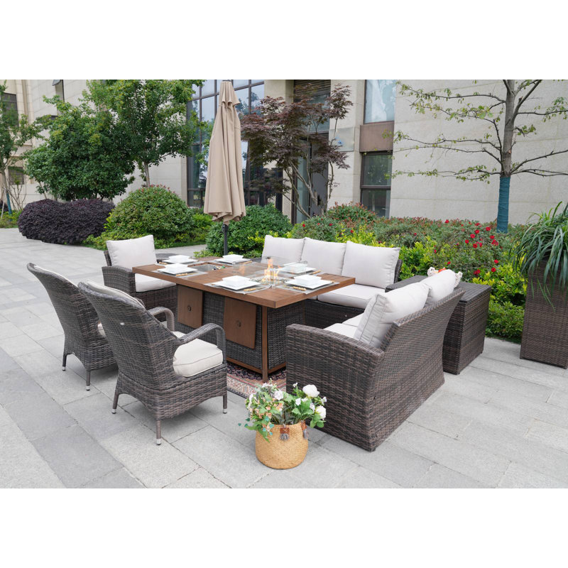 Algird 9 - Person Patio Conversation Set with Cushions