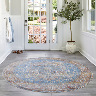 Windmere Traditional Oriental Medallion Rust/Brick/Navy Area Rug