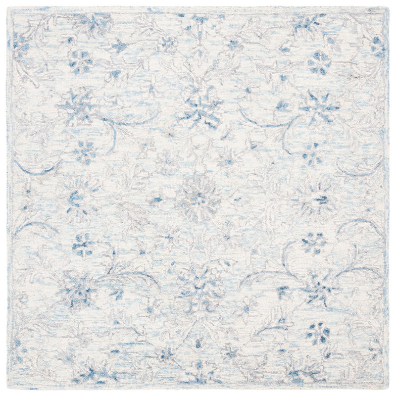 Dasheil Hand Tufted Wool And Cotton With Latex Floral Rug, Square 3'