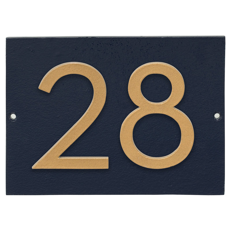 Rectangle Wall Plaque, Navy, Gold, Yes
