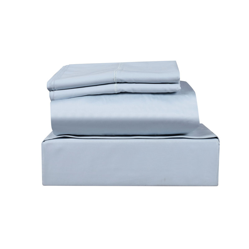Ensemble de draps 100% coton 500 fils, Grand, Bleu ciel