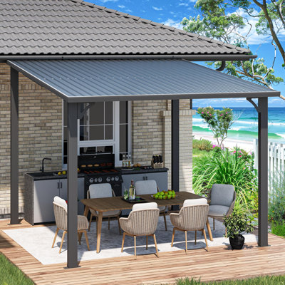 Wall-Mounted Heavy Duty Lean To Metal Pergolas And Gazebos
