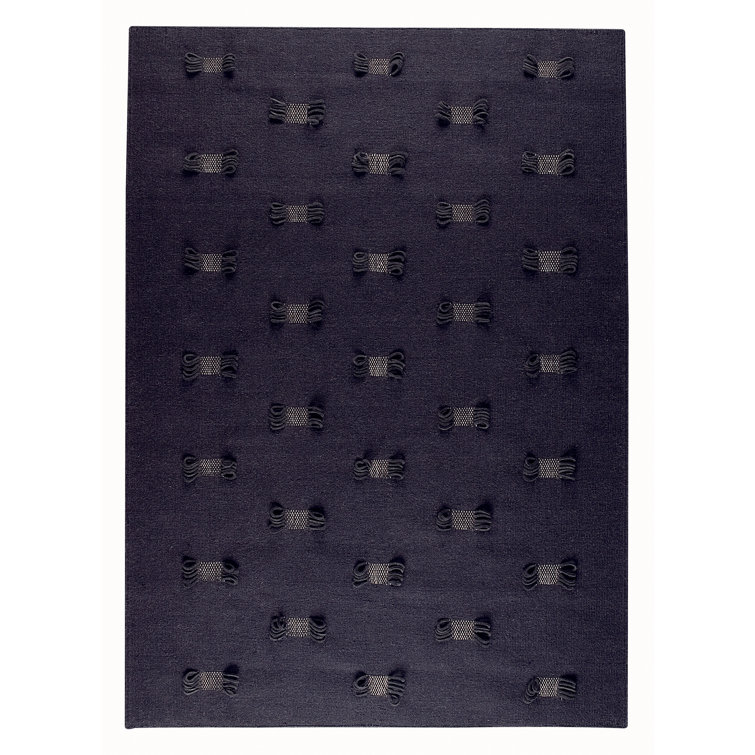 Tapis gris anthracite en coton tissé à la main à motif géométrique Winona