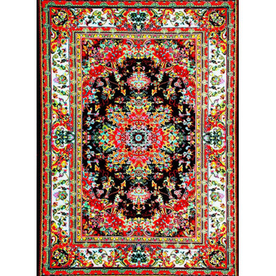 Tapis d'intérieur / extérieur noir / rouge tissé à la machine Blocher
