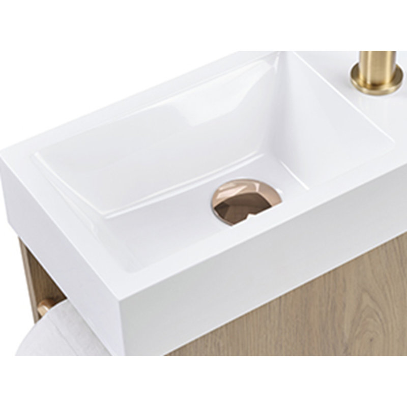 Ensemble de meuble-lavabo pour petite salle de bain, Bois de frêne naturel