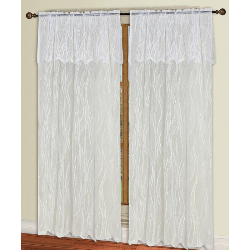 Carmen lace panel rideau simple géométrique poche à tringle géométrique, blanc