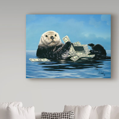 Fikes 'Rich Otter 1' Oil Painting Print on Wrapped Canvas
