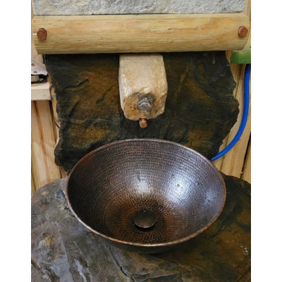 Lavabo vasque rond en cuivre 15 po au fini Sedona brossé riche
