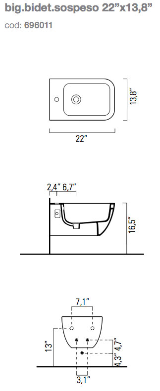Traccia Elongated Wall Mount Bidet