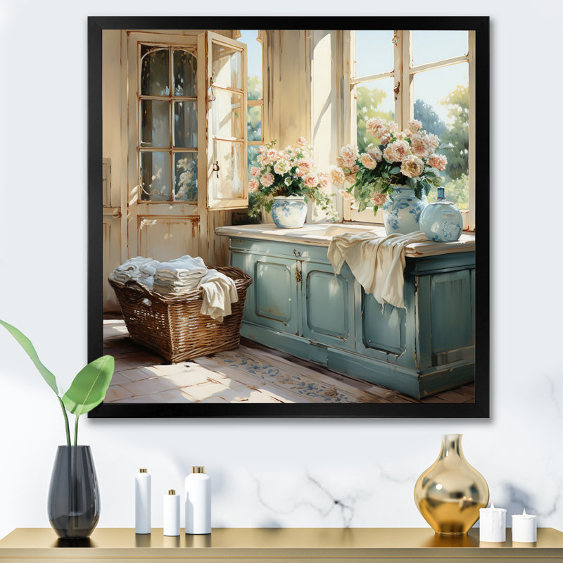 Laundry Room French Vintage I - Laundry Wall Art, Noir, H 24 po x l 24 po, Cadre photo unique