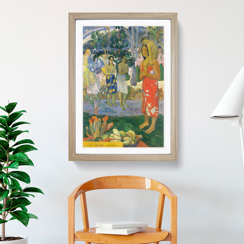 Hail Mary by Paul Gauguin - Framed Print, 48cm H x 36cm W x 2cm D, Oak Framed