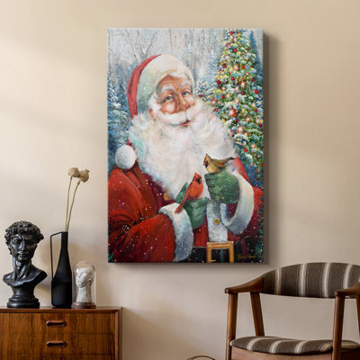 Santa and Cardinals -Custom Wrapped Gallery Cavas