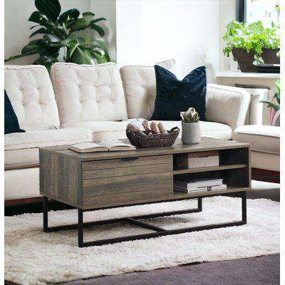 Oak & Black Finish Coffee Table