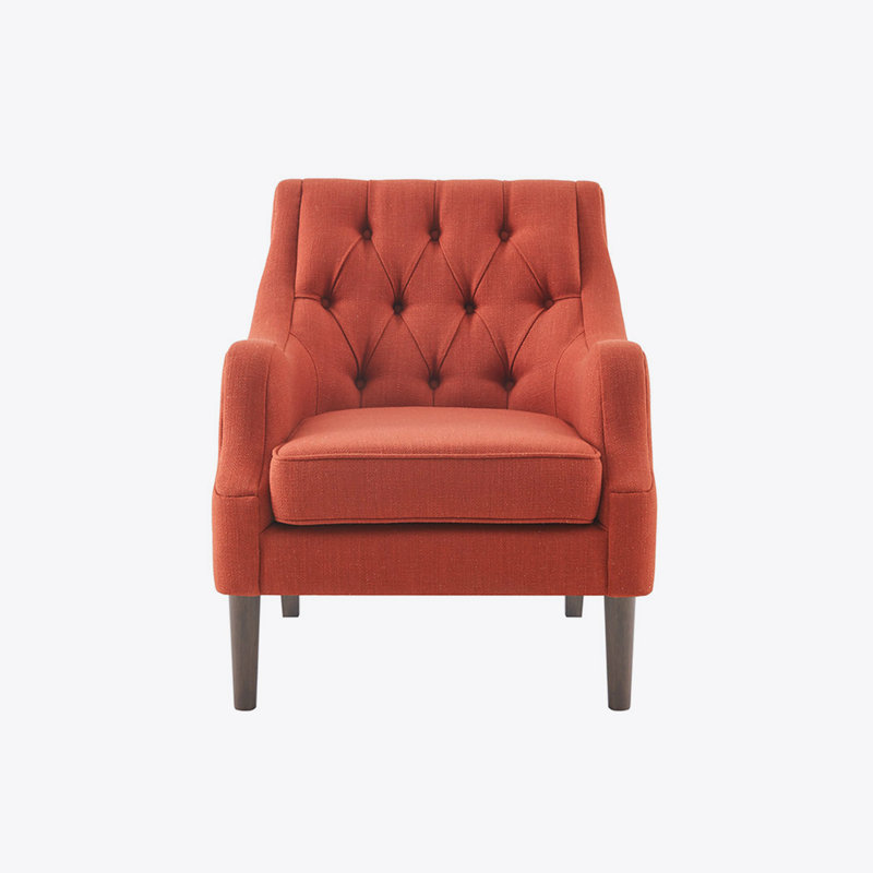 Fauteuil Cathy en polyester capitonné de 74,93 cm de large, Polyester épice