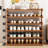 1pc 6-layer Space-saving Bamboo Shoe Rack - Multi-layer, Freestanding Organizer With Wood Grain Finish For Dorms & Entryways, Easy Assembly, Brown
