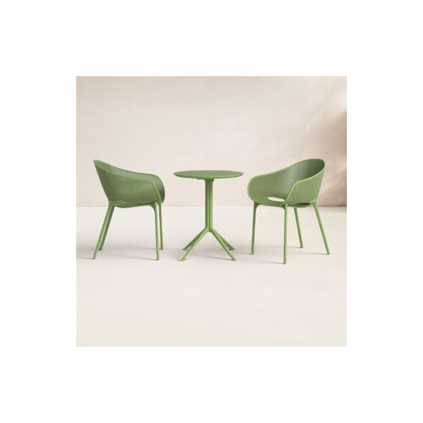 Farrah 24'' Round 2 - Person Bistro Set with Round Stacking Chairs, Olive Green