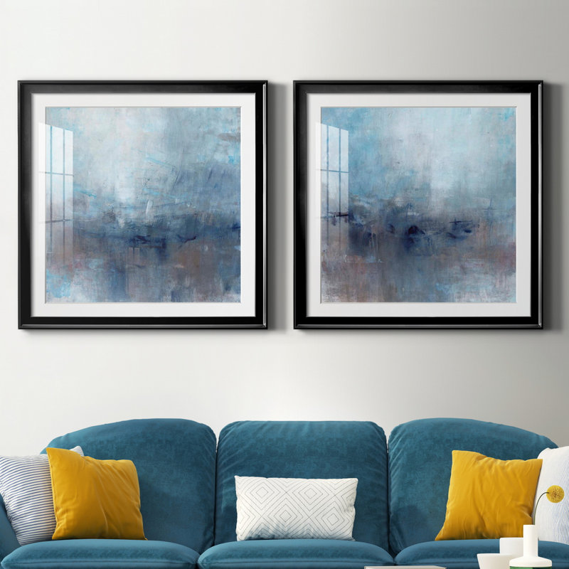 Kinetic Abstract I - Kinetic Abstract I - Ensemble de 2 reproductions d'art encadrées, H 30,5 po x l 61 po x P 1,5 po, Blanc