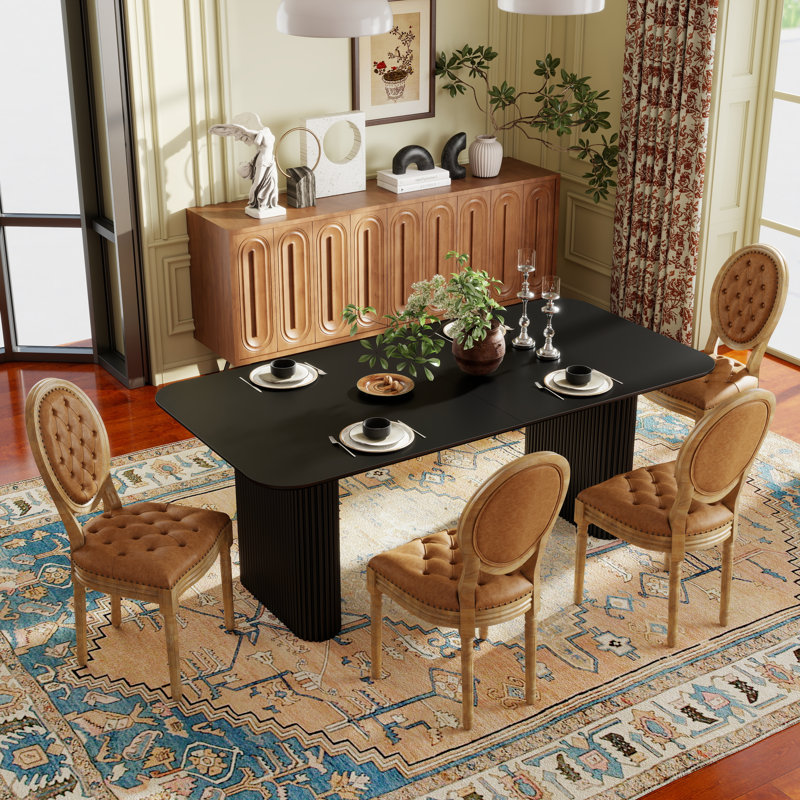 Ensemble de salle à manger Mid-Century, 5 pièces: table, 4 chaises, Orange