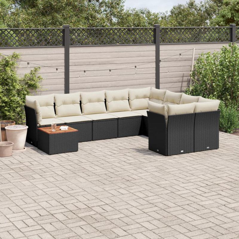 Grand canapé modulaire en rotin PE Vidaxl, Blanc, Noir