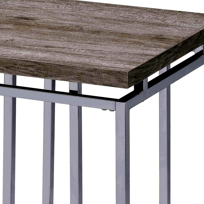 Charmante table de bout en chêne naturel avec finition chromée pour décors polyvalents