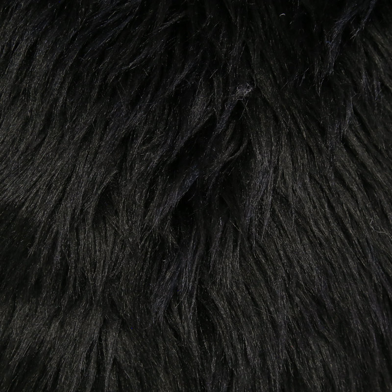  Shaggy Square Faux Fur Pillow Cover & Insert, Black