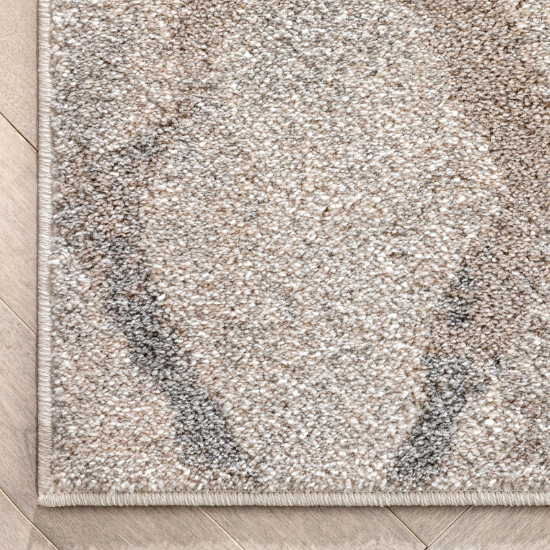 Lisbon Ivory Geometric Easy Care Synthetic Area Rug