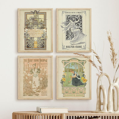 " Bathroom Decor Multicolor Office Leyendecker Floral Flower Tapestry Portraits Classic Historic " 4 - Pieces