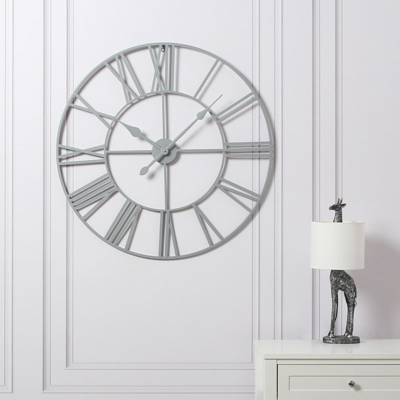 Elienor Iron Wall Clock, 80cm H x 80cm W x 4cm D, Grey