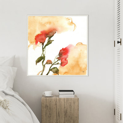 «Watercolor Floral Yellow and Red II» par Andrea Bijou, reproduction d'art sur toile encadrée