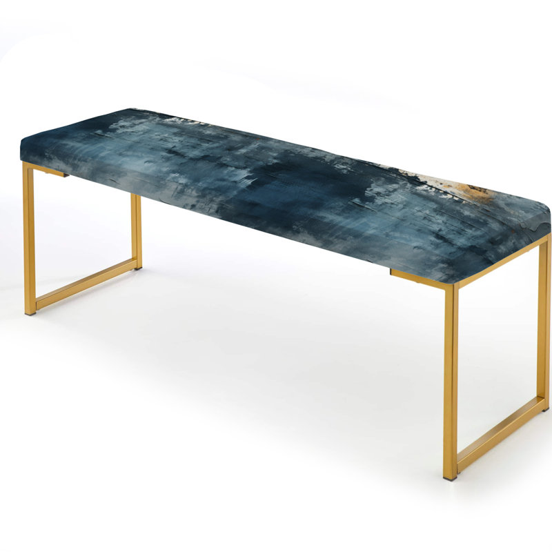 Stormy Horizon Moody Patterns - Abstract Upholstered Gold Bench