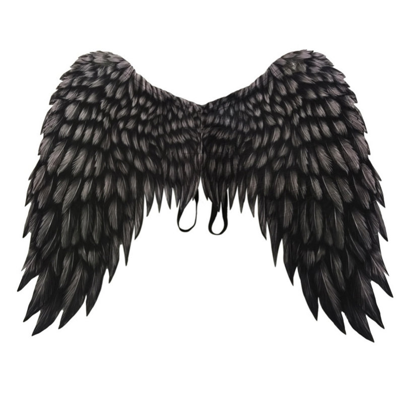 Black Angel Wings Costume Foldable Feather Halloween Decorations Angel Wing Christmas Decoration Gift For Adults, Black