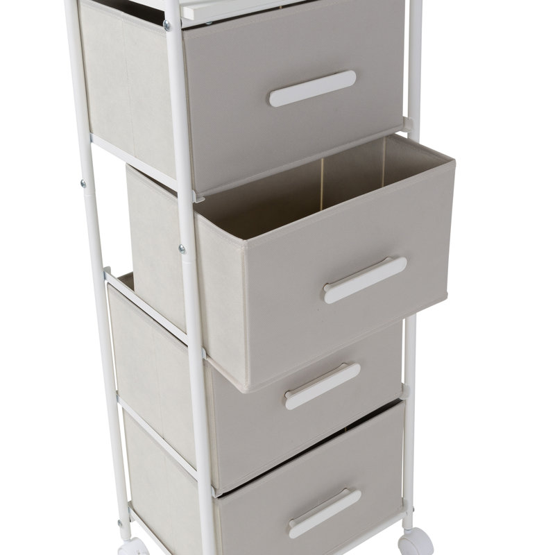 Chariot de rangement à 4 tiroirs avec port USB et prise de courant