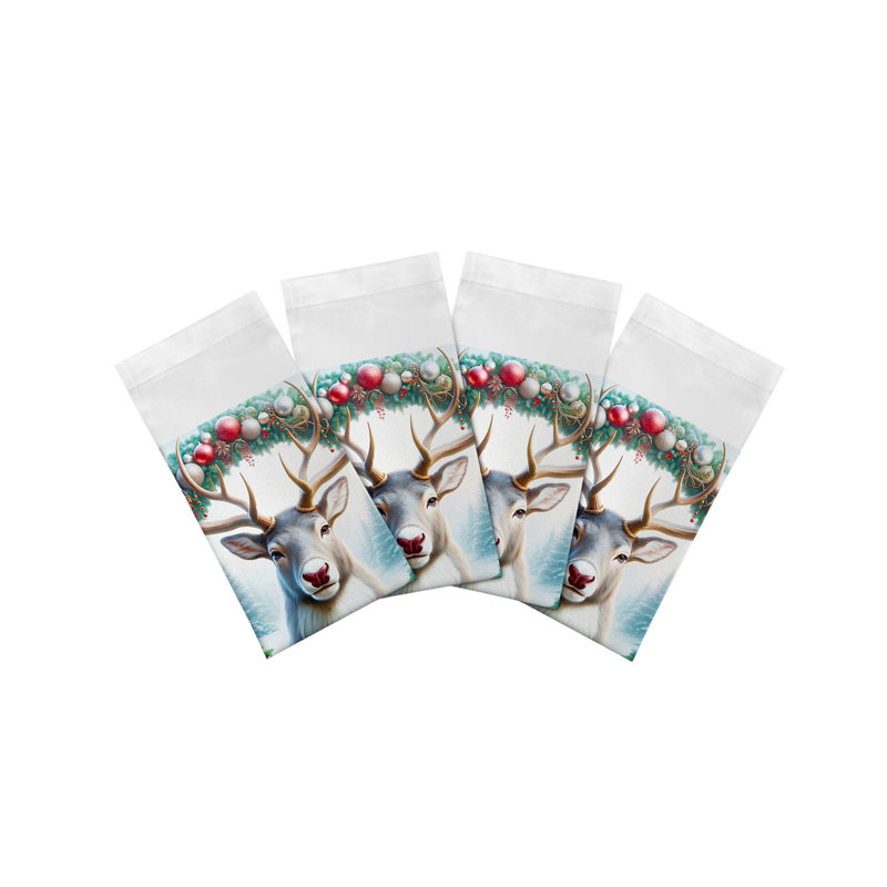Serviettes de table en satin de coton Claus Reindeer