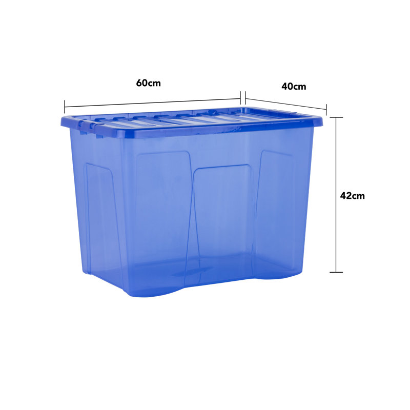 Wham Crystal 80L Plastic Storage Box Pack of 4 Tint Spectrum Blue