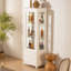 Vitrine autoportante rembourrée, porte vitrée avec plafonnier, armoire à vin avec tablettes réglables, pour le salon, la cuisine, le bar et la salle à manger
